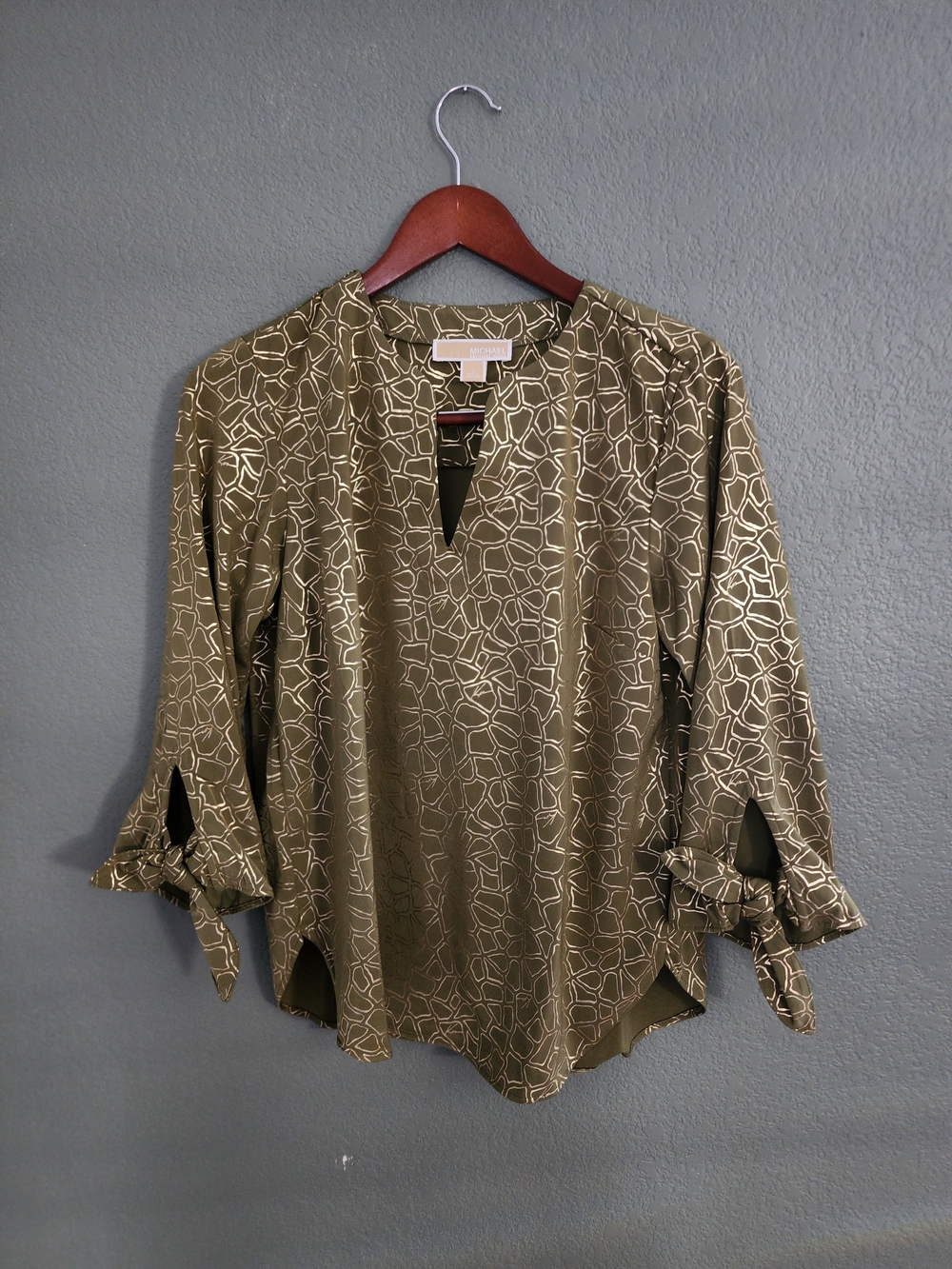 Michael Michael Kors Olive Geometric Blouse – Size Small